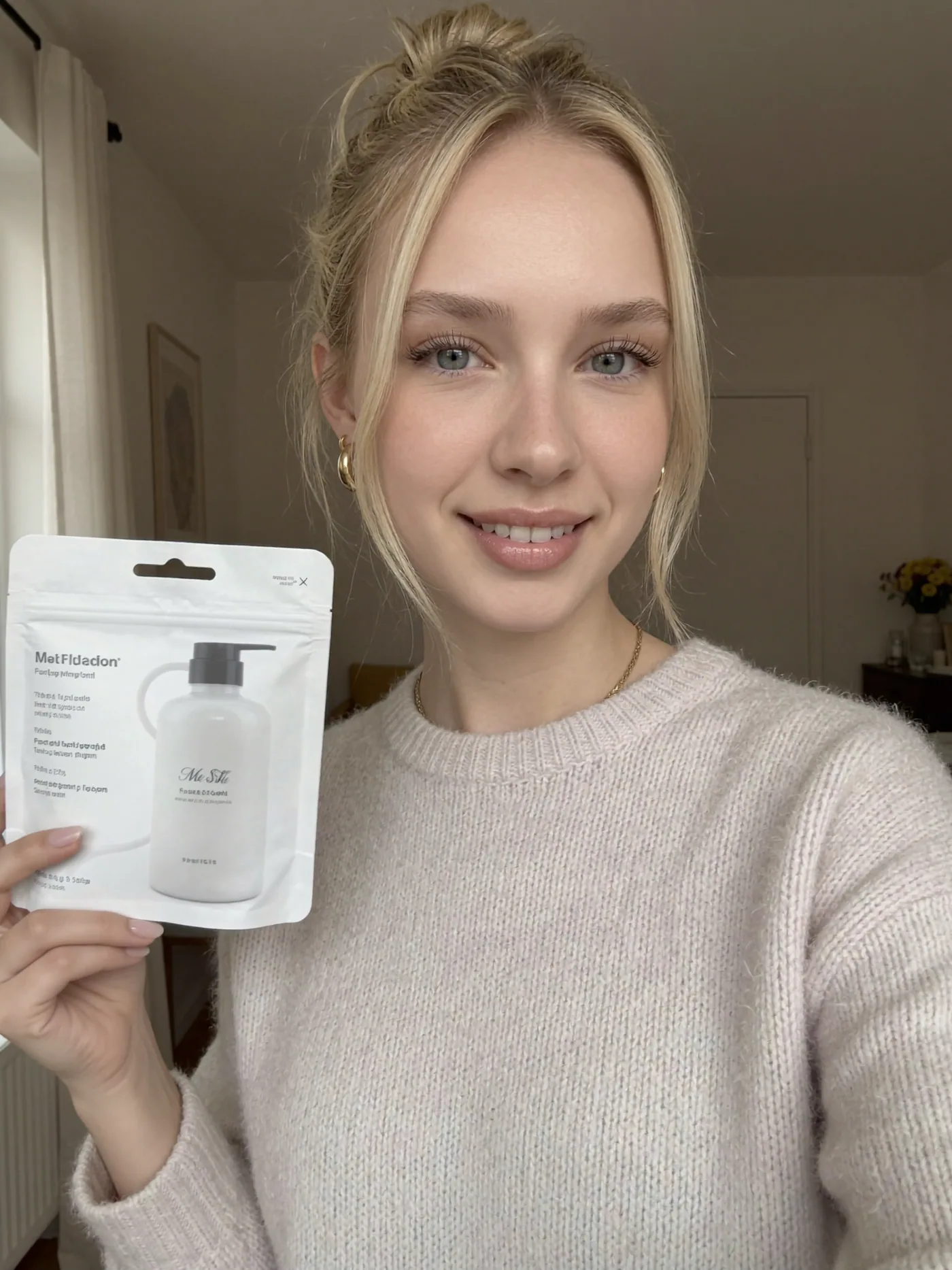 UGC campaign image presenting a skincare pouch at home